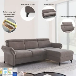 sit&more Ecksofa »Glendale, L-Form« inkl. Kopfteilverstellung, wahlweise mit Vorziehsitz und Bettkasten