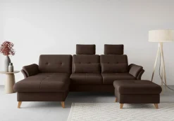 sit&more Ecksofa »Göteborg« Sitztiefenverstellung und Federkern, wahlweise mit Bettfunktion