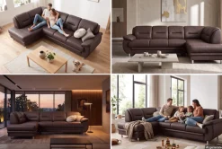 sit&more Ecksofa »Mailand L-Form, B: 250 cm, Komfortsitzhöhe 46 cm« optional Schlaffunktion, Eckcouch in Kunstleder & Stoff