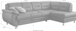 sit&more Ecksofa »Mailand L-Form, B: 250 cm, Komfortsitzhöhe 46 cm« optional Schlaffunktion, Eckcouch in Kunstleder & Stoff