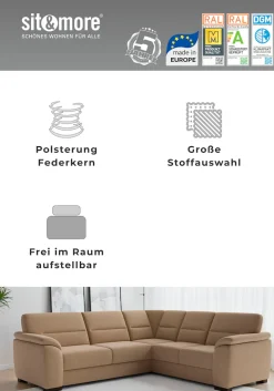 sit&more Ecksofa »Montego L-Form, B: 256 cm, große Stoffauswahl, Komfortsitzhöhe 46 cm« optional Schlaffunktion und Schubkasten mit Stauraum