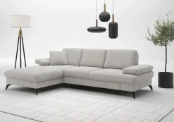 sit&more Ecksofa »Morris L-Form« mit Schlaffunktion, XXL-Sitzfläche, Armteilverstellung & Zierkissen