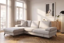 sit&more Ecksofa »Morris L-Form« mit Schlaffunktion, XXL-Sitzfläche, Armteilverstellung & Zierkissen