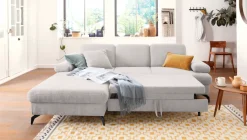 sit&more Ecksofa »Morris L-Form« mit Schlaffunktion, XXL-Sitzfläche, Armteilverstellung & Zierkissen