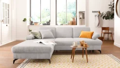 sit&more Ecksofa »Morris L-Form« mit Schlaffunktion, XXL-Sitzfläche, Armteilverstellung & Zierkissen
