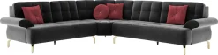 sit&more Ecksofa »Orient 1 L-Form« inkl. 4 Zierkissen mit Strass-Stein, goldfarbene Metallfüße