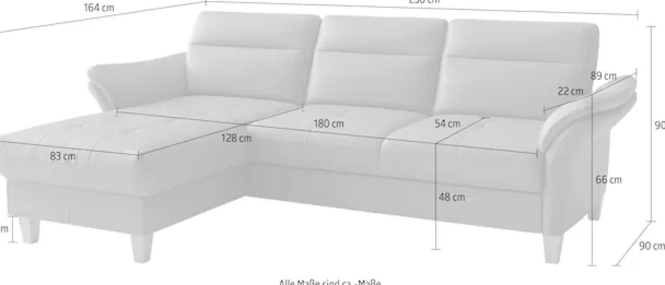 sit&more Ecksofa »Pamela L-Form, Leder, B: 218 und 230 cm« optional Armteilverstellung, Schlaffunktion & Bettkasten