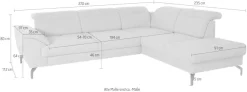 sit&more Ecksofa »Percy L-Form« 15 cm Fußhöhe, Sitztiefenverstellung, wahlweise in 2 Fußfarben