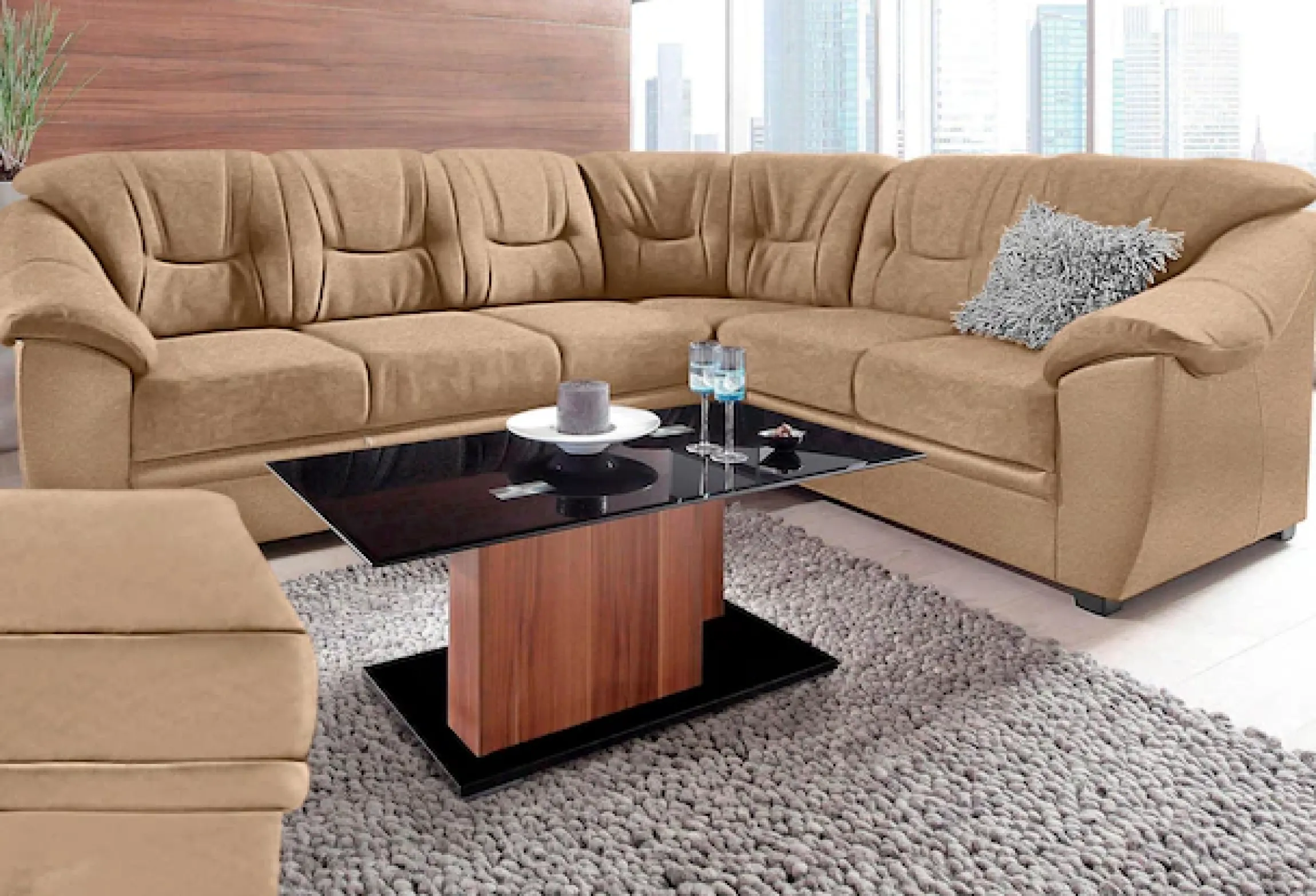 sit&more Ecksofa »Savona L-Form, B. 262 cm, Komfortsitz, Eckcouch mit Stoff- & Lederwahl« optional Schlaffunktion, Liegefl. 120x195 cm