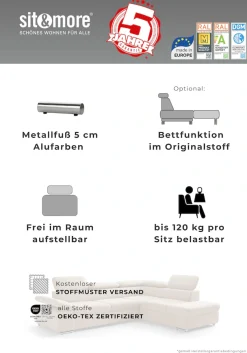 sit&more Ecksofa »Valantine L-Form, B: 286 cm« mit Arm- & Kopfteilverstellung, optional mit Schlaffunktion