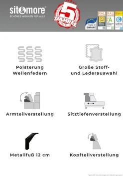 sit&more Ecksofa »Vanity L-Form, B: 264 cm, Leder« Inkl.Sitz-,Kopf-und Armteilverstellung