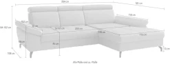 sit&more Ecksofa »Vanity L-Form, B: 264 cm, Leder« Inkl.Sitz-,Kopf-und Armteilverstellung