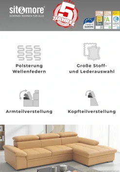sit&more Ecksofa »Viola, L-Form, Leder, B: 249 cm« optional mit Schlaffunktion