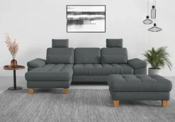 sit&more Ecksofa »Westham L-Form« mit Recamiere, mit oder ohne Schlaffunktion, Bettkasten, Füße Eiche