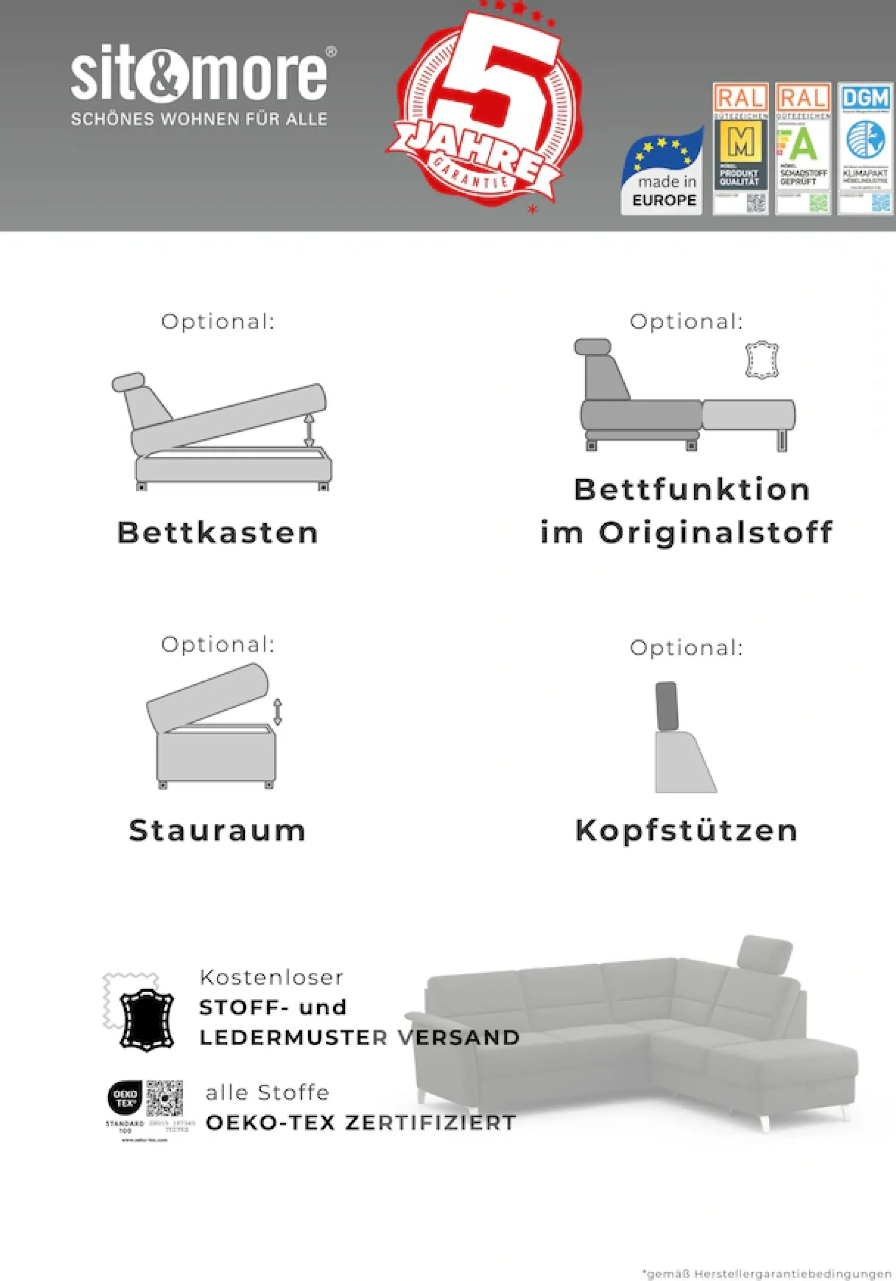 sit&more Kopfstütze »Palmera, B: 50 cm« Set: 2 Stück, passend zur Serie