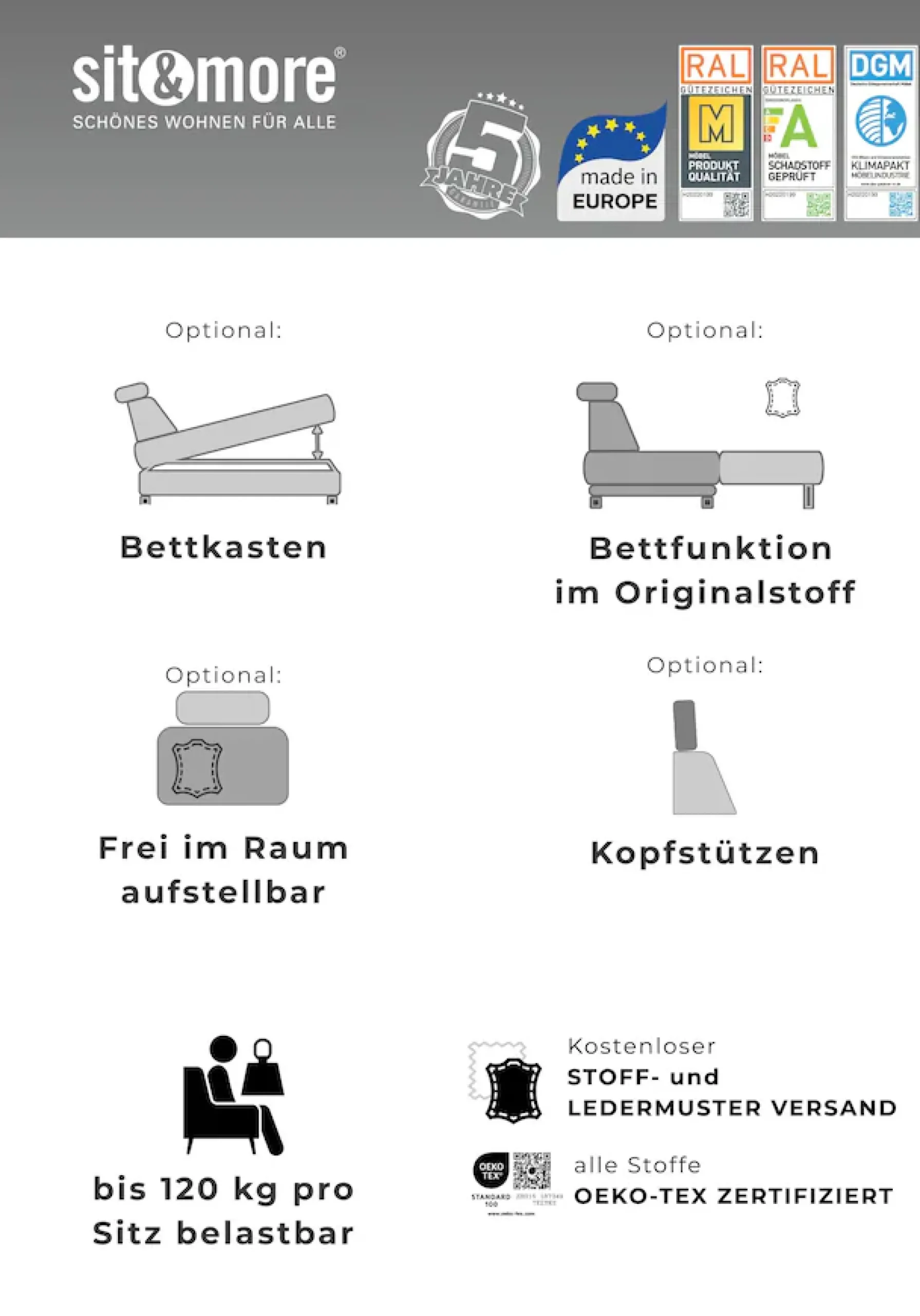 sit&more Polsterhocker »Chelsea, B: 103 cm, Leder« mit praktischem Stauraum, besonders langlebig