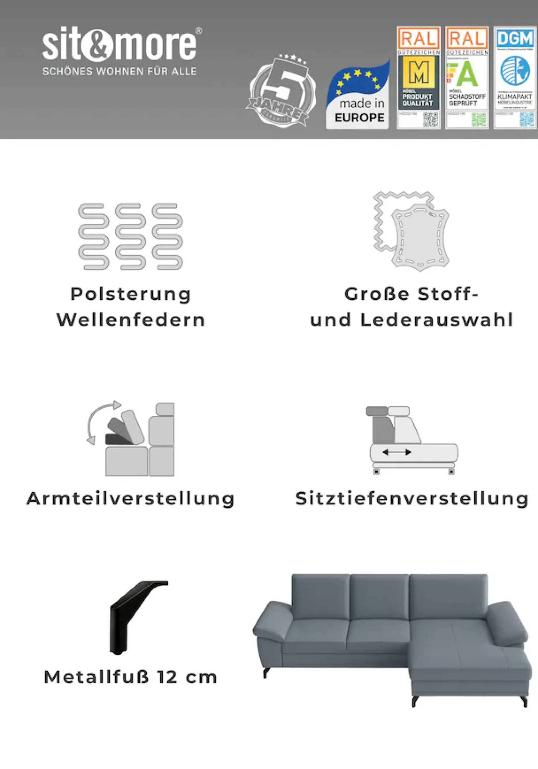 sit&more Polsterhocker »Chelsea, B: 103 cm, Leder« mit praktischem Stauraum, besonders langlebig