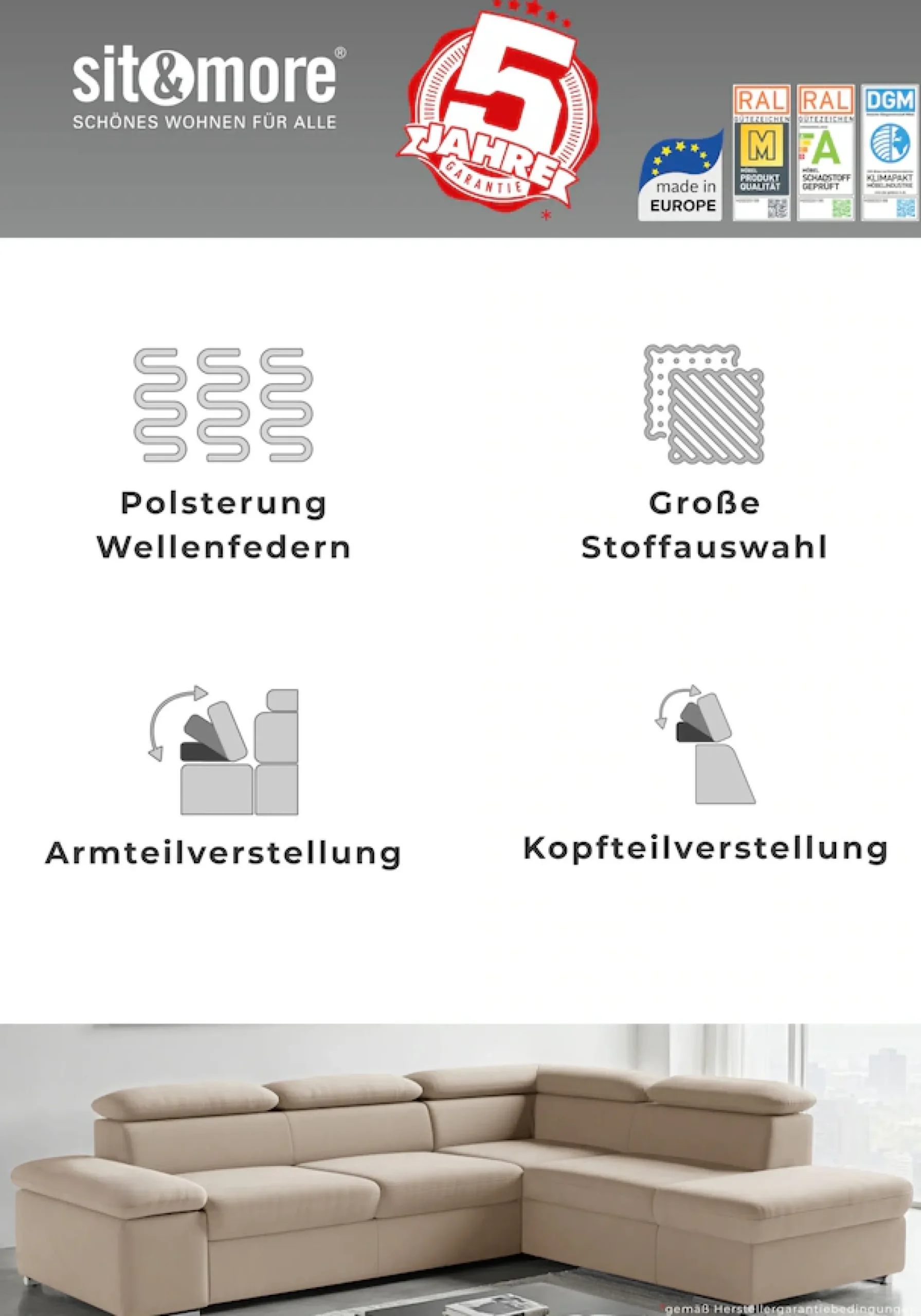 sit&more Polsterhocker »Valantine, B: 101 cm« individuell zu kombinieren