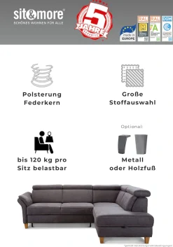 sit&more 2,5-Sitzer »Arngast« inklusive Federkern und Kopfteilverstellung