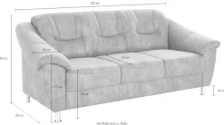 sit&more 3-Sitzer »Salsa, B: 202 cm, Federkern-Polsterung, komfortable Sitzhöhe 45 cm« Frei im Raum stellbar, 110 kg je Sitzplatz, zeitloses Design
