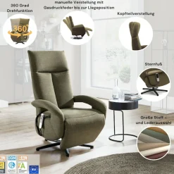 sit&more TV-Sessel »Emely, inkl. Kopfteilverstellung & 360° Drehfunktion« wahlweise mit 2 Motoren, Akku & Aufstehhilfe
