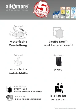 sit&more TV-Sessel »Emely, inkl. Kopfteilverstellung & 360° Drehfunktion« wahlweise mit 2 Motoren, Akku & Aufstehhilfe