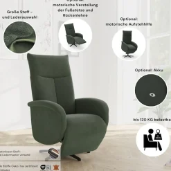 sit&more TV-Sessel »Juma, inkl. Drehfunktion & Kopfteilverstellung« Höhe Armlehne 62 cm, wahlweise mit Aufstehhilfe, 2 Motoren und Akku