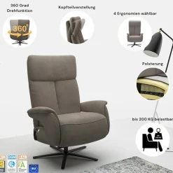 sit&more TV-Sessel »Triple Seven Xtra large, bis 200kg belastbar, mit Herz-Waage Funktion« inkl. Kopfteil- & Drehfunktion, wahlweise mit Akku und Aufstehhilfe