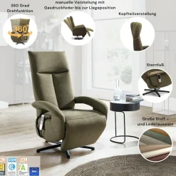 sit&more TV-Sessel »Zoe, inkl. Kopfteilverstellung & 360° Drehfunktion« wahlweise mit 2 Motoren, Akku & Aufstehhilfe