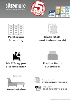 sit&more Wohnlandschaft »Ascara U-Form, B:312cm, klassisches Design, Taschenfederkernpolsterung« inklusive Boxspring/Federkern-Polsterung, wahlweise mit Schlaffunktion
