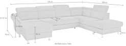 sit&more Wohnlandschaft »Avignon U-Form« optional Schlaffunktion & Stauraum, inklusive Kopfteilverstellung