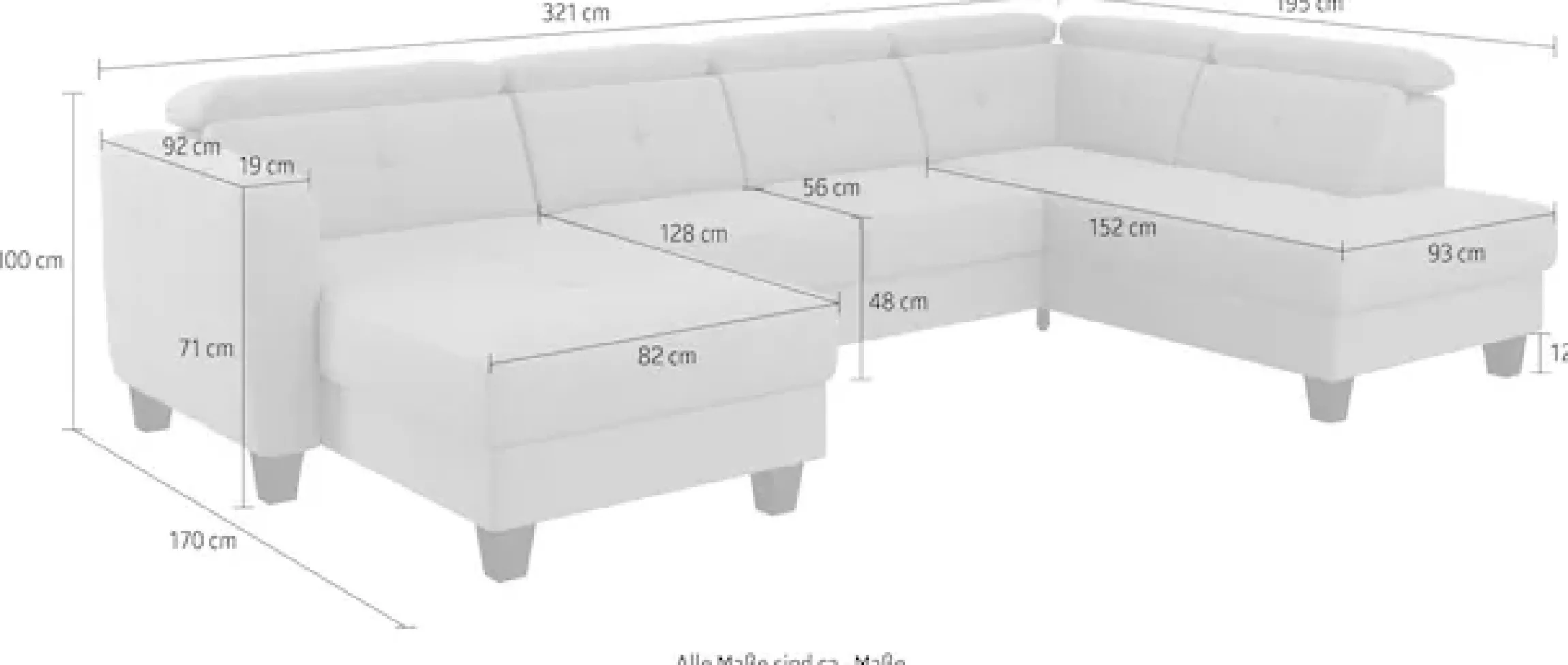 sit&more Wohnlandschaft »Belluci U-Form« Kopfteilverstellung und Federkern, wahlweise mit Schlaffunktion