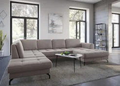 sit&more Wohnlandschaft »Bendigo U-Form« inklusive Sitztiefenverstellung, Bodenfreiheit 12 cm, in 2 Fußfarben