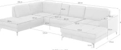 sit&more Wohnlandschaft »Bendigo U-Form« inklusive Sitztiefenverstellung, Bodenfreiheit 12 cm, in 2 Fußfarben
