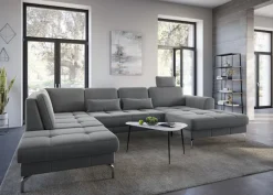 sit&more Wohnlandschaft »Bendigo U-Form« inklusive Sitztiefenverstellung, Bodenfreiheit 15 cm, in 2 Fußfarben