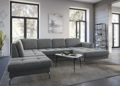 sit&more Wohnlandschaft »Bendigo U-Form« inklusive Sitztiefenverstellung, Bodenfreiheit 15 cm, in 2 Fußfarben