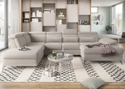 sit&more Wohnlandschaft »Cabrio U-Form, B: 359 cm, mit Sitztiefen-, Arm- & Kopfteilverstellung« 3 Nierenkissen, Federkern, optional Schlaffunktion und Stauraum