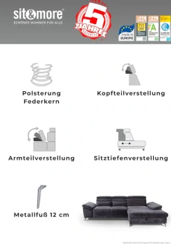 sit&more Wohnlandschaft »Cabrio U-Form, B: 359 cm, mit Sitztiefen-, Arm- & Kopfteilverstellung« 3 Nierenkissen, Federkern, optional Schlaffunktion und Stauraum