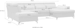 sit&more Wohnlandschaft »Cabrio U-Form, B: 359 cm, mit Sitztiefen-, Arm- & Kopfteilverstellung« 3 Nierenkissen, Federkern, optional Schlaffunktion und Stauraum