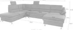 sit&more Wohnlandschaft »Cardoso U-Form« mit Federkern und Kopfstützen, mit Schlaffunktion und Relaxfunktion