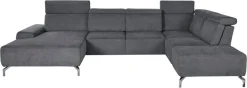 sit&more Wohnlandschaft »Gizeh U-Form« 15 cm Fußhöhe, inklusive Sitztiefenverstellung und Kopfteilverstellung