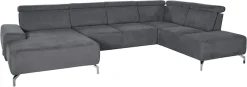 sit&more Wohnlandschaft »Gizeh U-Form« 15 cm Fußhöhe, inklusive Sitztiefenverstellung und Kopfteilverstellung