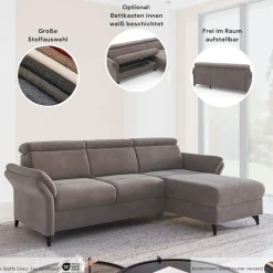 sit&more Wohnlandschaft »Glendale, U-Form« inkl. Kopfteilverstellung,wahlweise mit Vorziehsitz und Bettkasten