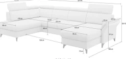 sit&more Wohnlandschaft »Glendale, U-Form« inkl. Kopfteilverstellung,wahlweise mit Vorziehsitz und Bettkasten