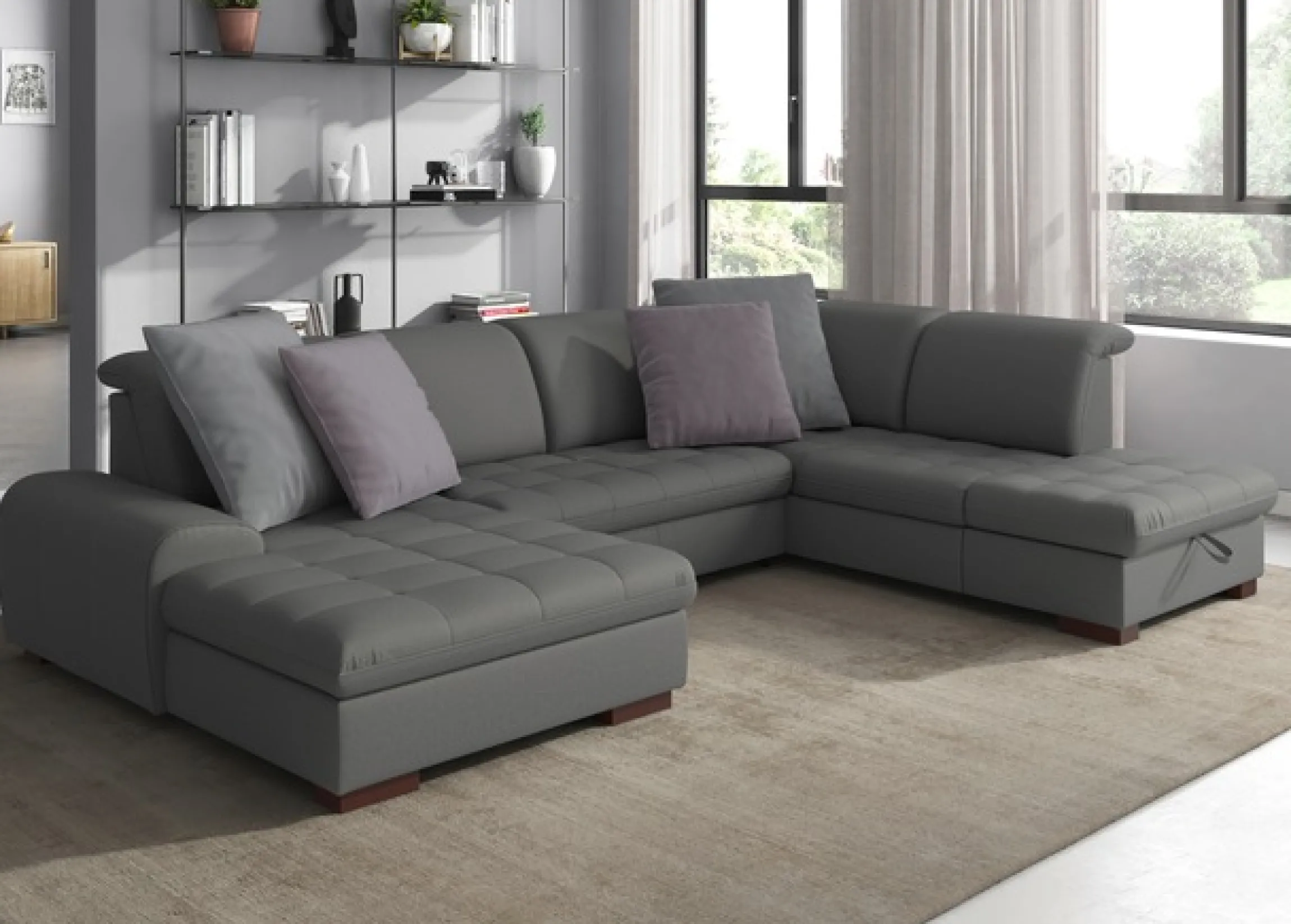 sit&more Wohnlandschaft »Luxor U-Form« wahlweise mit Schlaffunktion, Bettkasten und Kopfteilverstellung