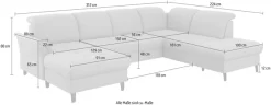 sit&more Wohnlandschaft »Maggiore U-Form« wahlweise mit Kopfteilverstellung, Schlaffunktion und Stauraum