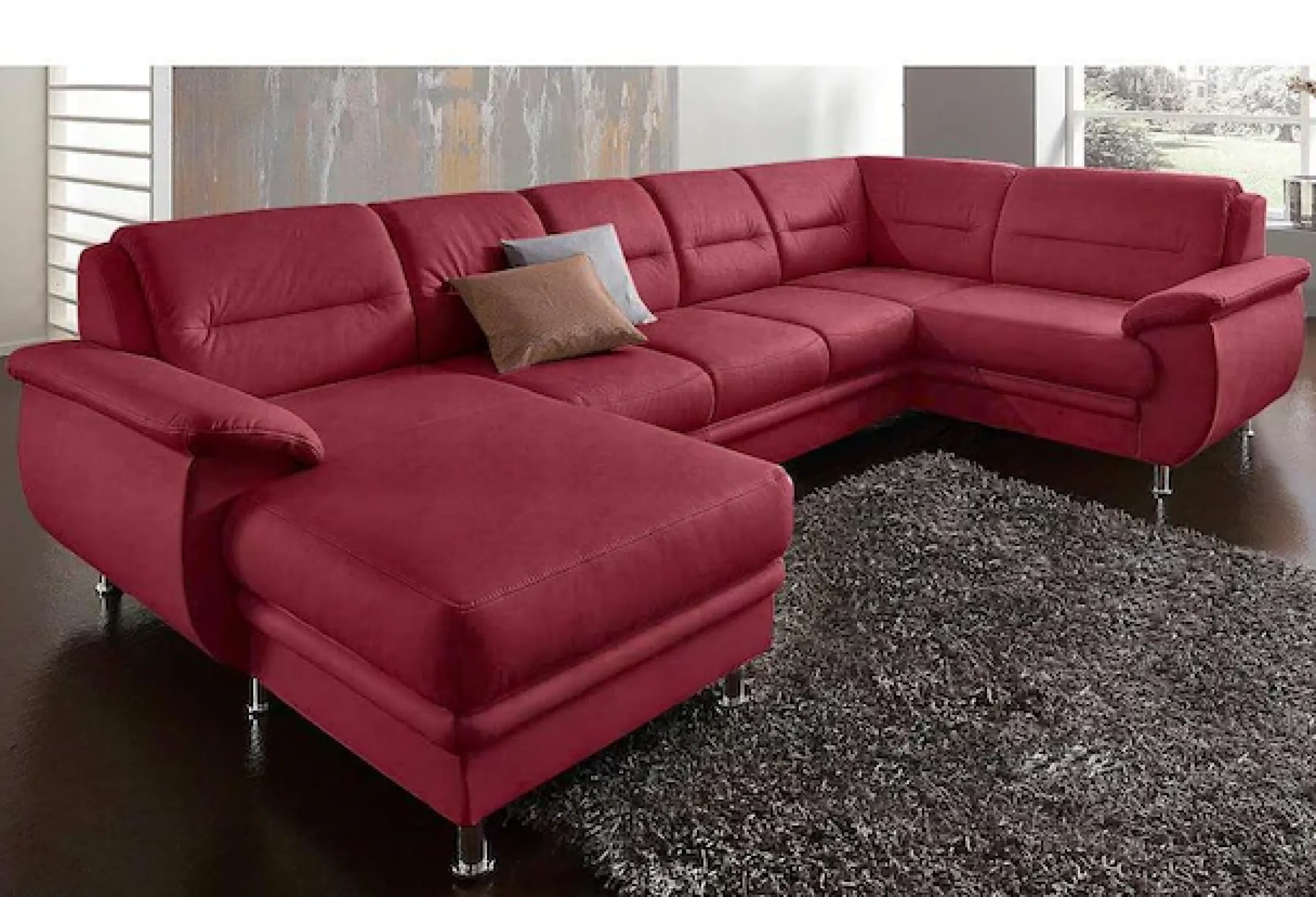 sit&more Wohnlandschaft »Mailand U-Form, B: 312 cm, XXL-Couch mit Komfortpolsterung« optional Schlaffunktion, Liegefl. 122x247 cm, diverse Lederqualitäten