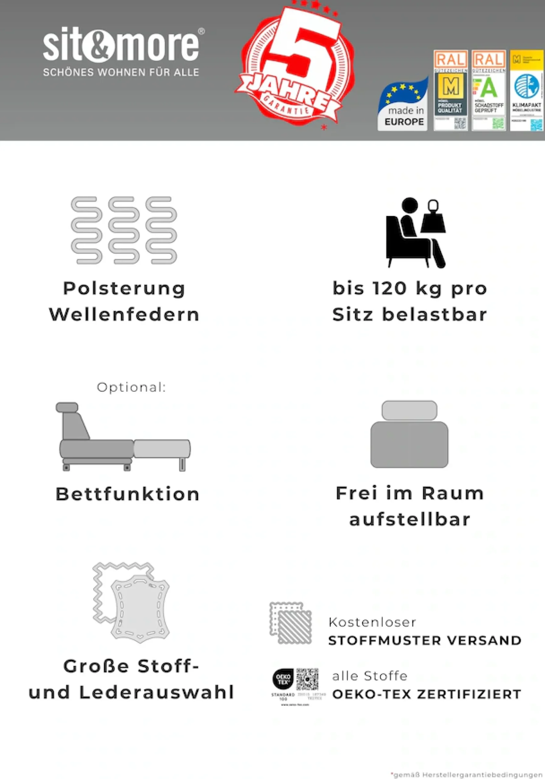 sit&more Wohnlandschaft »Mailand U-Form, B: 312 cm, XXL-Couch mit Komfortpolsterung« optional Schlaffunktion, Liegefl. 122x247 cm, diverse Lederqualitäten