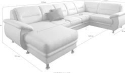 sit&more Wohnlandschaft »Mailand U-Form, B: 312 cm, XXL-Couch mit Komfortpolsterung« optional Schlaffunktion, Liegefl. 122x247 cm, diverse Lederqualitäten