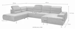 sit&more Wohnlandschaft »Mariola U-Form« mit Federkern, inklusive Kopfteil- und Sitztiefenverstellung